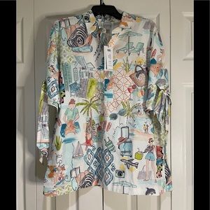 Chico’s Paradise Tie Sleeve Tunic Size 2.5 (14)